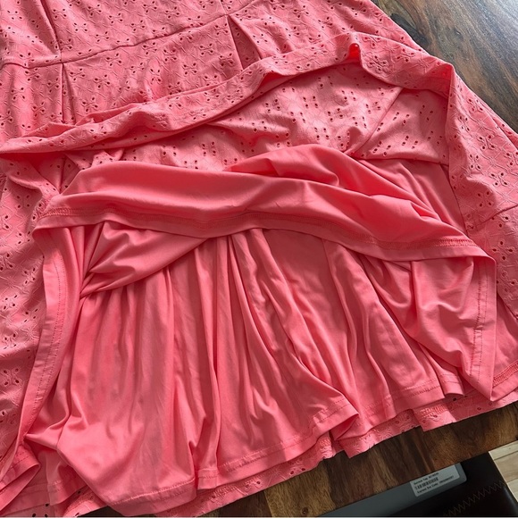 1X Hutch Anthropologie Coral Eyelet Box Pleat Fit & Flare Dress with Pockets - Picture 10 of 10